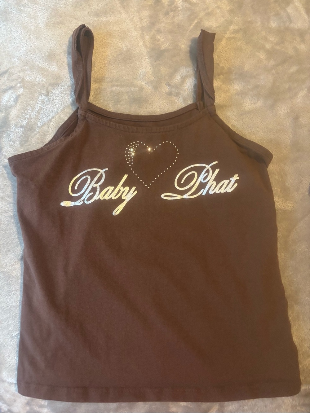 Baby Phat Brown Tank Top with Rhinestone Heart Logo